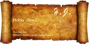 Hohn Joel névjegykártya